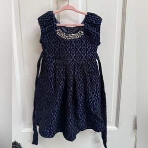 NWOT Iris & Ivy 2T Girls BlueTextured Short Sleeve Dress with Sparkling Neckline